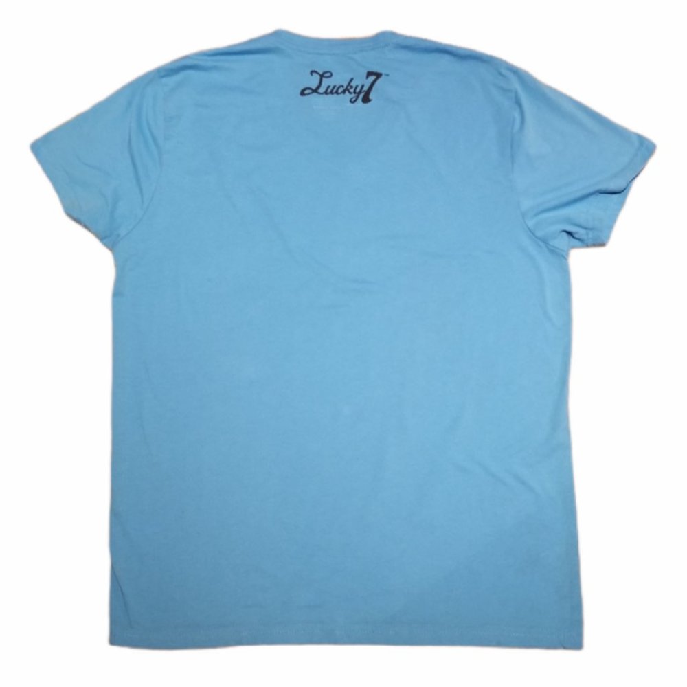 Women's LUCKY 7 Aquamarine V-Neck Tee (Size Large) - Picture 8 of 11